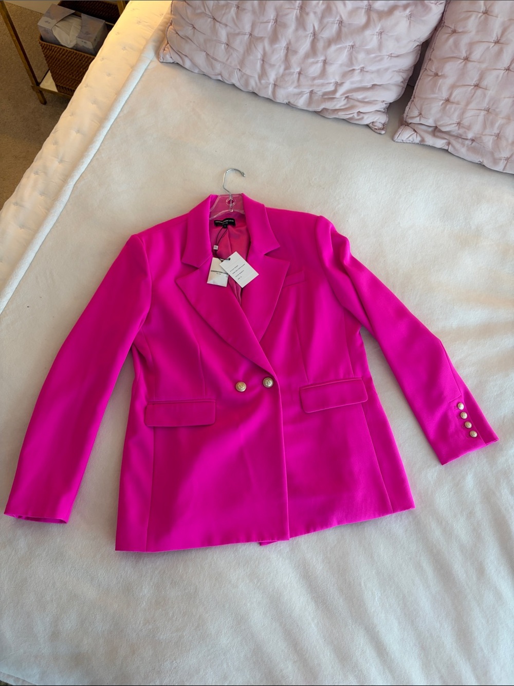 Generation Love Hot Pink Double-Breasted Blazer with Gold Buttons